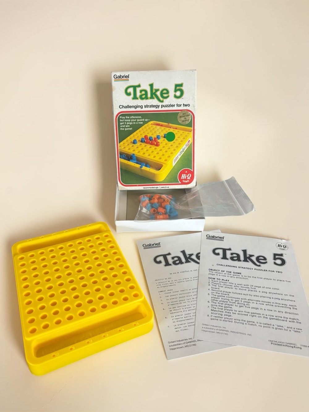 Vintage Gabriel Take 5 Strategy Board Game Hi-Q 1978